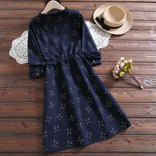 Rabbit Print Midi A-line Shirtdress