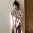 Cable Knit Cardigan / Mock Neck Long-sleeve T-shirt