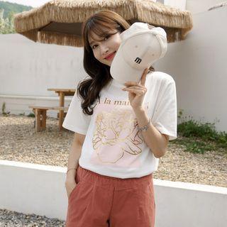 L Me Flower-illustrated T-shirt