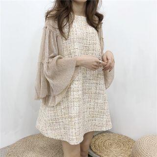 Tweed Tank Dress / Ruffle Trim Long-sleeve Top