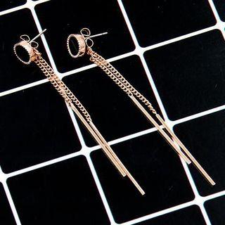 Geometric Alloy Fringed Earring