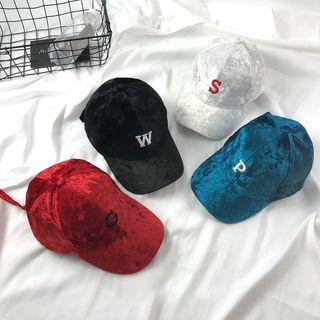 Alphabet Embroidered Velvet Baseball Cap