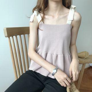 Bow Accent Peplum Tank Top