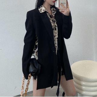 Leopard Print Shirt / Cropped Blazer