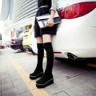 Cable-knit Panel Platform Over-the-knee Boots