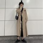 Buttoned Long Coat Khaki - One Size