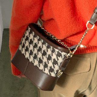 Boxy Houndstooth Shoulder Bag