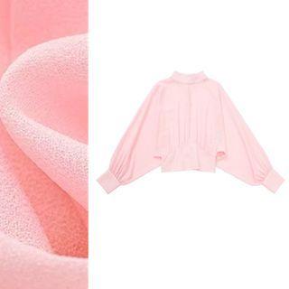 Mock Neck Oversized Crop Blouse