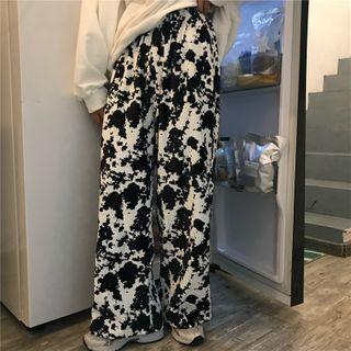 Tie-dyed Mushroom Pleated Straight-cut Pants