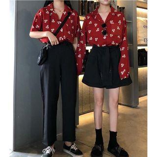 Floral Print Chiffon Shirt / Dress Pants / Shorts
