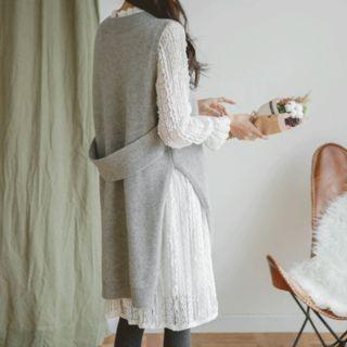 V-neck Wool Blend Knit Vest Dress