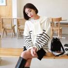 Striped Loose-fit Sweater With Shawl