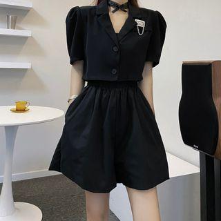 Short-sleeve Mock Two Piece Romper