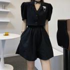 Short-sleeve Mock Two Piece Romper