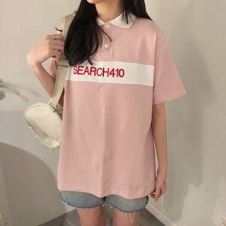Letter Embroidered Short-sleeve Polo-shirt