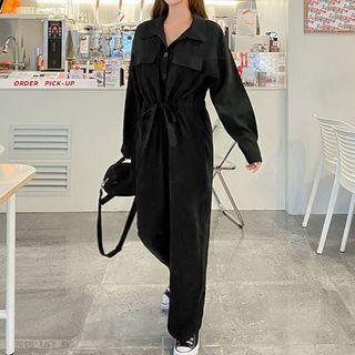Plus Size Flap-pocket Tie-waist Jumpsuit