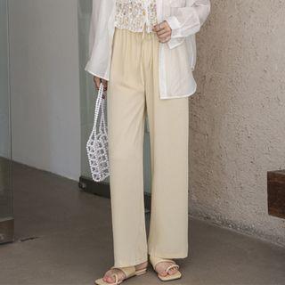 Wide Leg Chiffon Pants Yellow - One Size