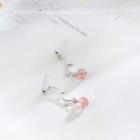 925 Sterling Silver Bead Branches Dangle Earring Branch Earring - Pink Faux Crystal - Silver - One Size