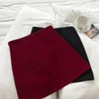 Plain Zip High-waist A-line Skirt