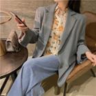Plaid Blazer / Floral Printed Shirt