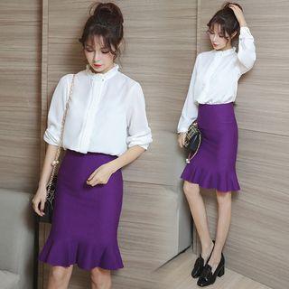 Knit Ruffle Hem Skirt
