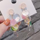 Disc Shell Alloy Fringed Earring 1 Pair - Transparent & Pink & Yellow - One Size