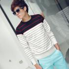 Color-block Striped Knit Top