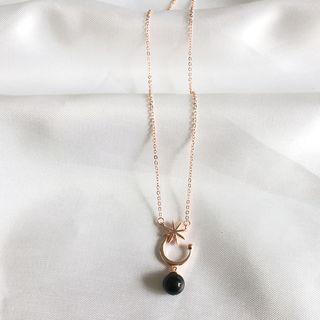 925 Sterling Silver Agate Moon & Star Pendant Necklace 925 Sterling Silver - Rose Gold - One Size