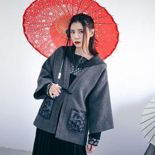 Frog Buttoned Textured Jacket