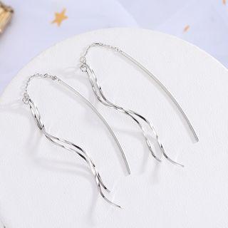 925 Sterling Silver Swirl Fringed Earring Es872 - 1 Pair - One Size