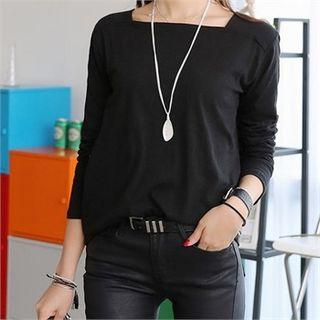 Square-neck Long-sleeve T-shirt