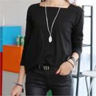Square-neck Long-sleeve T-shirt