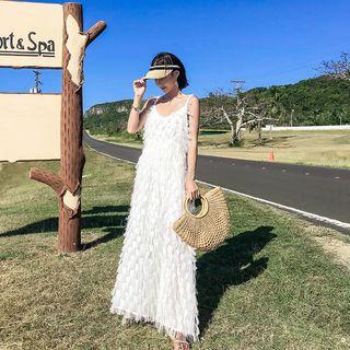 Spaghetti-strap Open-back Fringed Sundress
