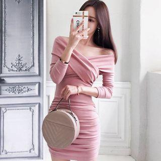 Off-shoulder Wrap Mini Sheath Dress