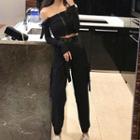 Long-sleeve Buckled Zipped Top / Pants / Set