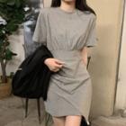 Short-sleeve Round Neck Asymmetrical Hem T-shirt Dress