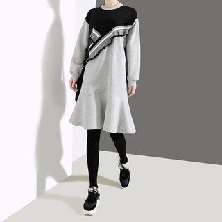 Long-sleeve Mermaid Sweatshirt Dress Gray - One Size