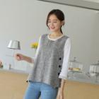Round-neck Tie-back Linen Vest