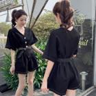 Short-sleeve Button-up Playsuit