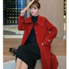 Single-breasted Contrast Stitching Midi Coat