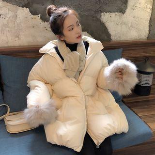 Faux- Fur Sleeve Padded Coat