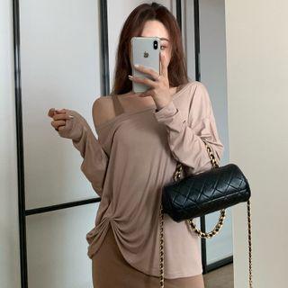 Cold-shoulder Shirred T-shirt / Tank Dress