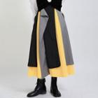 Color Block Panel Midi A-line Skirt