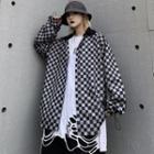Checkered Shirt Jacket Check - White & Black - One Size