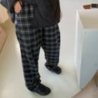 High Waist Plaid Loose Fit Pants