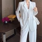 High-waist Wide-leg Pants / Double Breasted Blazer