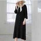 Single Breasted Elbow Sleeve Knit Dress