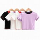 Contrast Stitch Short-sleeve Cropped T-shirt