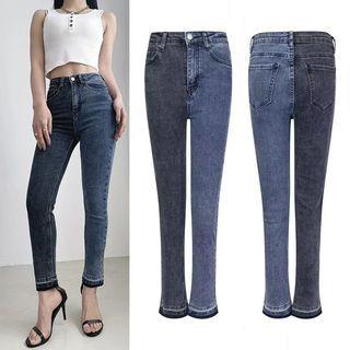 High Waist Two-tone Skinny Jeans