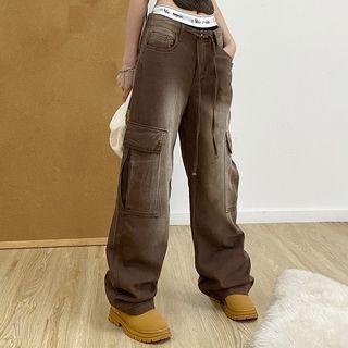 Cargo Gradient Straight-leg Jeans